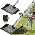 15 inches Large Chicken Poop Scooper & Rake 2-in-1, Adjustable Chicken Coop Pooper Shovel (37 to 77"), Sifting Litter Shovel Scoop for Chicken Coop/Goat Stall/Stable Cleaning Tool