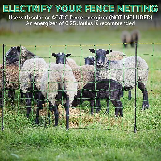 Electric Fence Netting - 42.5" H x 164' L, Portable Movable Livestock Nets Mesh for Goats, Sheep, Hogs, Dog, All-Purpose Electric Fencing for Backyards, Homesteaders, Farms Ranches, and Gardens
