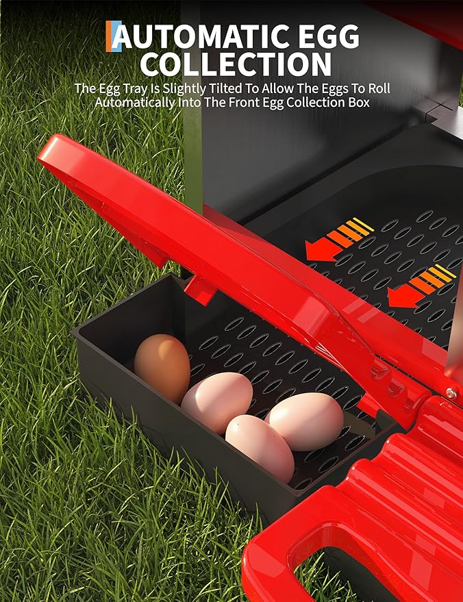 Chicken Nesting Boxes, 3 Hole Metal Rollaway Nest Box for Laying Hens with Cleanable Pull-Out Trays Wall Mount or Placed Design for Easy Egg Collection & Cleaning(Includes Legs)