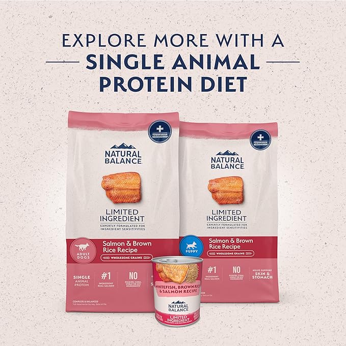 Natural Balance Limited Ingredient Puppy Dry Dog Food with Healthy Grains, Salmon & Brown Rice Recipe, 24 Pound (Pack of 1)