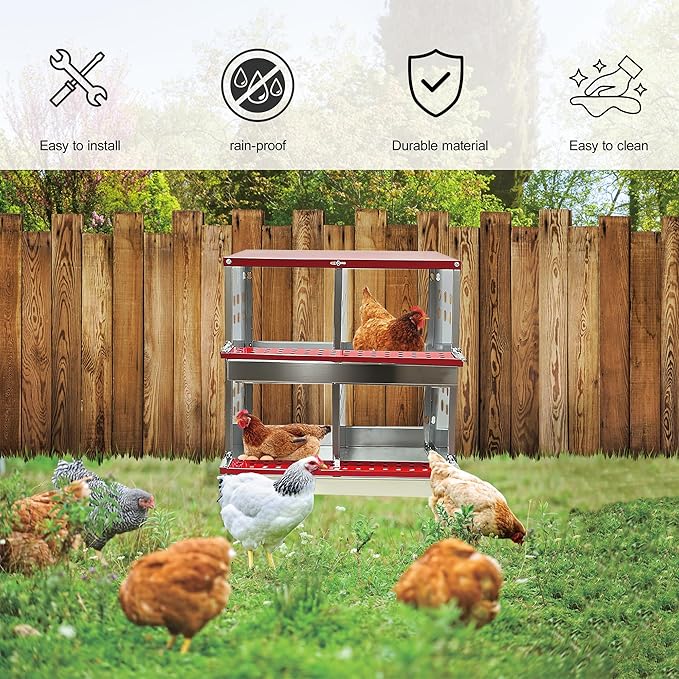 XINYI Chicken Nesting Boxes for Laying Eggs,Metal Coop for 4 Chickens,Roll Away Nesting Boxes,Easy Egg Collection,Brooder Box for Rabbit,Squirrel,Parakeet,Owl,Cockatiel,Robin