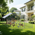 Metal Chicken Coop with Cover for Yard Large Walk-in Chicken Runs for 30 Chickens with Galvanized Steel Frame for Outdoor Heavy Duty Spire Roof Poultry Cage for Hen Duck Rabbits Goose Puppy