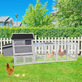 113" Large Chicken Coop with Run, Outdoor Wooden Hen Duck House with Nesting Box, Waterproof Asphalt Roof and Pull-Out Tray, Poultry Bunny Quail Cage Rabbit Hutch with Ventilated Window, Gray