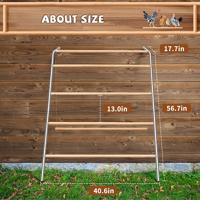 Large Chicken Roosting Bars with Swing (74.4"), Sturdy Metal Chicken Perch for Coop, Heavy Duty Jungle Gym Ladder for Hens, Entertainment Accessories & Toys for Backyard Poultry, Easy to Clean