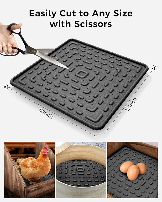 Washable & Reusable Nesting Pads for Chicken Coop - 10Pcs Chicken Nest Mats - Durable 12"x 12" Plastic Nest Box Pads for Egg Laying Hens (Soft, Easy Clean, Premium)