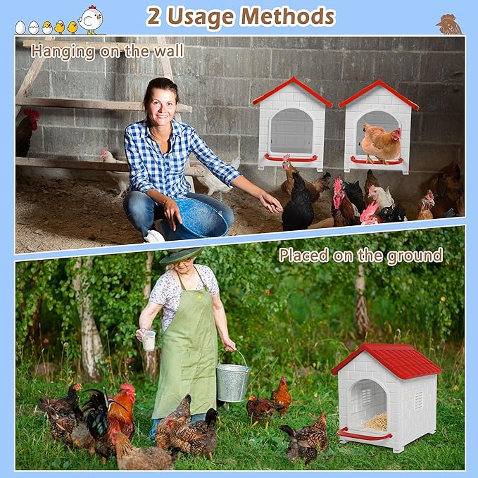 Nesting Boxes for Chicken, Plastic Single Compartment Chicken Nesting Box for Laying Eggs for Hens, Ducks and Poultry - Red