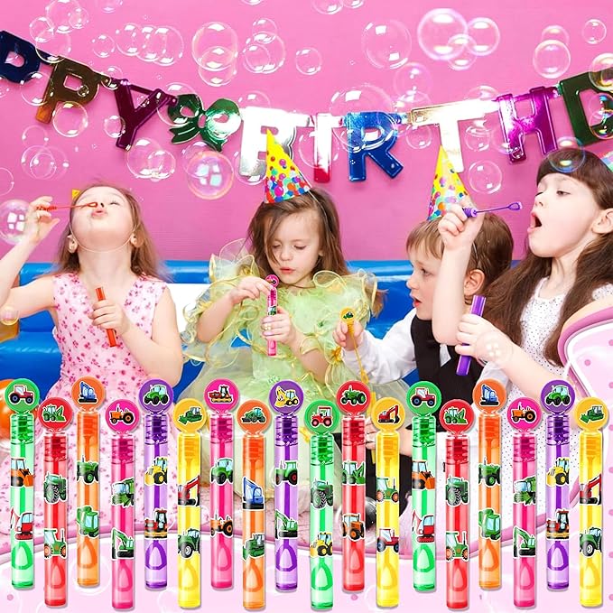 Tractor Party Favors for Kids - 24PCS Farm-Themed Mini Bubble Wands, Great for Birthday Supplies, Piñata Fillers, Goodie Bags & Classroom Rewards