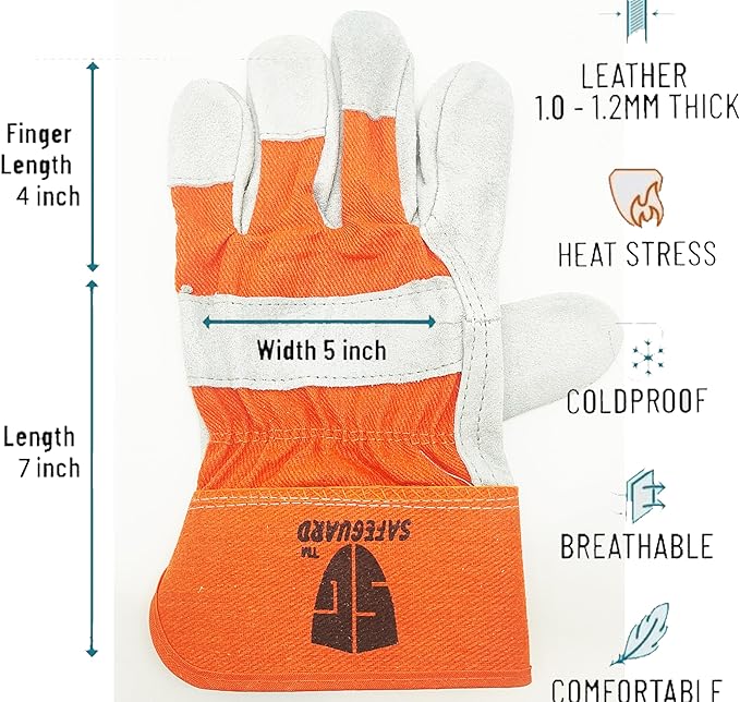 L&M Leather Work Welding Gloves Fire Heat Resistant Cowhide Cotton Lined,Mig,Tig,Stick Forge,BBQ Grill,Fireplace 11 Inch