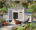 PetsCosset 62" Chicken Coop for 2-4 Chickens, Large Hen House with 4 Nesting Boxes, Openable Waterproof Roof, Roosting Bars, Lockable Doors & Pull-Out Tray, Weatherproof Outdoor Chicken House