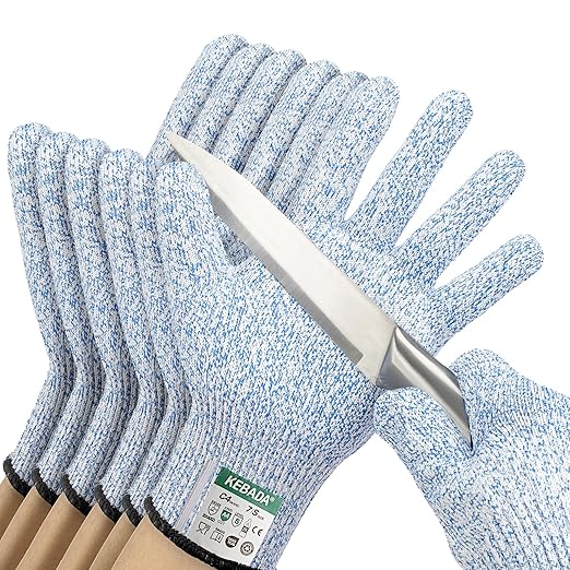 Kebada Cut Resistant Gloves, Food Grade Cut Proof Gloves for Kitchen, ANSI A4 Safety Protection, Ideal for Chef's Work, X-Large, (3 Pairs)