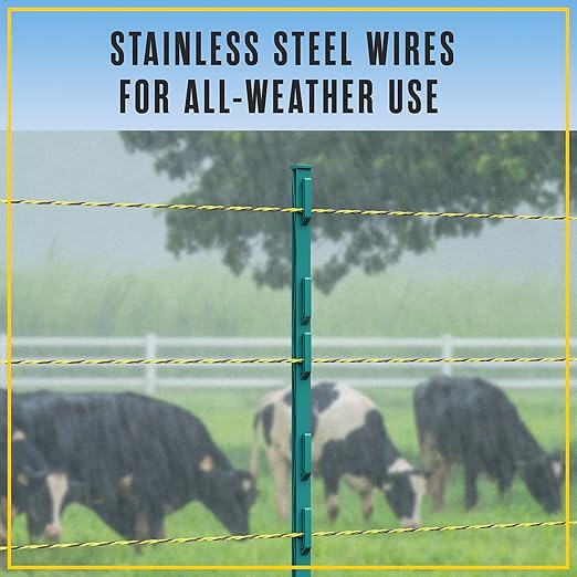 Houseables Electric Fence Wire, Hot Wire Fence, Electric Fencing, Livestock Fencing, Electrical Polywire Rope for Chicken, Agricultural, Goat, Garden, Dogs, Horse, Pig, Poly, 500 Meters (1640 Feet)