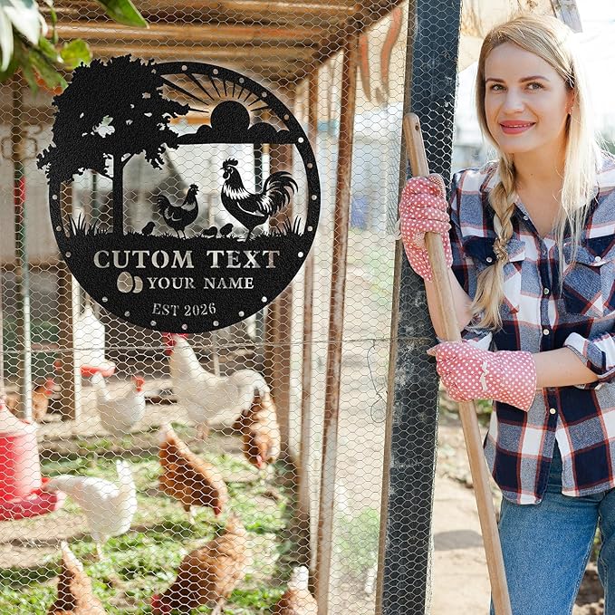 Custom Chicken Coop Metal Signs, Personalized Chicken Coop Sign, Custom Metal Farm Signs for Outside, Chick Hen House Sign Funny Farmhouse Outside Wall Decor Gift