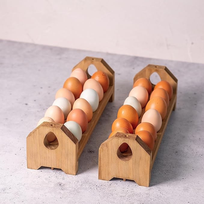 Farmhouse Stackable Wood Egg Holder - Egg Storage Tray (3)