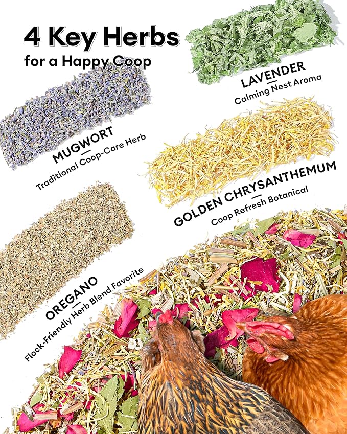 BUCATSTATE Chicken Nesting Herbs 21.1oz, Nesting Herbs for Chicken Coop with 10 Dried Floral Poultry Herbs, Nest Box Aromatic Refresher to Increase Egg Production