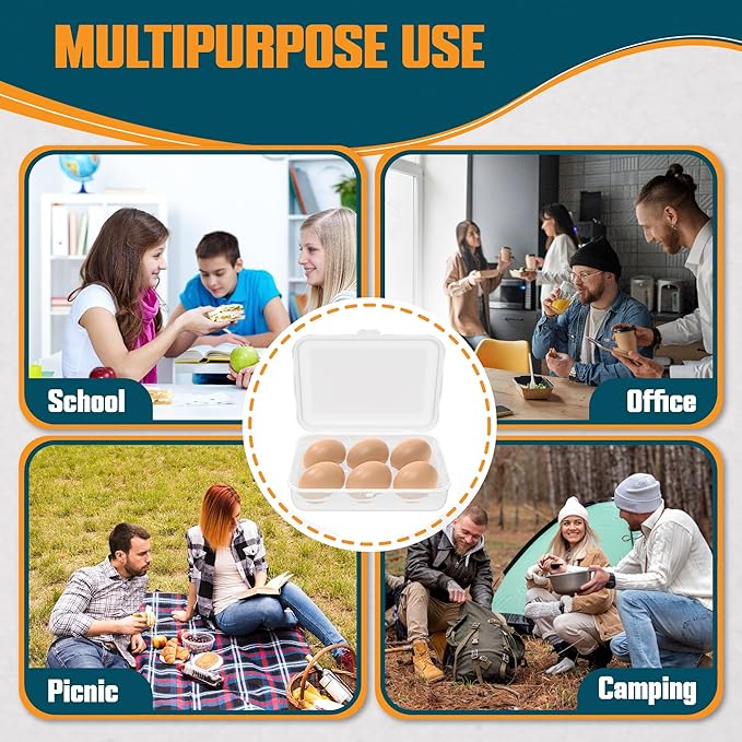 ZPU Egg Holder Camping, 2Pcs 6 Grid Egg Container, Plastic Egg Carrier for Camping Picnic Travel Outdoor Refrigerator Kitchen, Protective Egg Storage Case, Blue