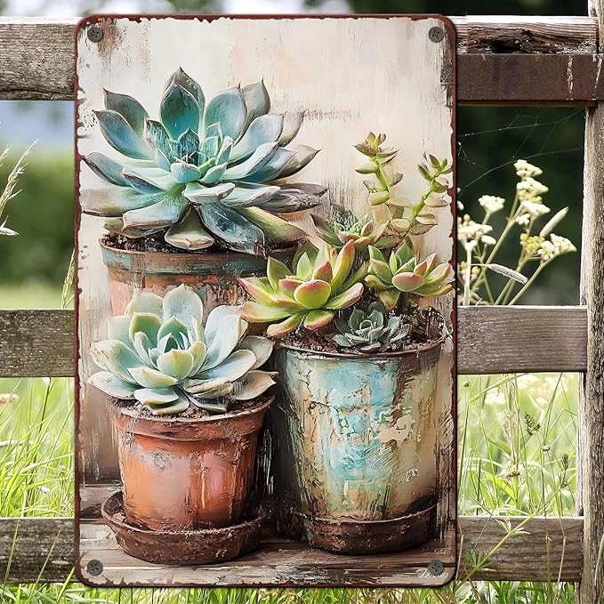 Vintage Tin Sign Metal Home Decor Flower Art Wall Sign Decor Southwestern Art for Home Kitchen Bar Room 8x12inch