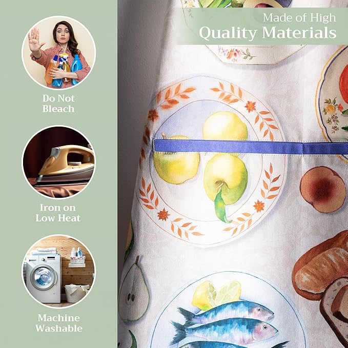 Maison d' Hermine 100% Cotton Apron for women with Pocket Kitchen Chef Apron for Men Cooking Easter Decorations