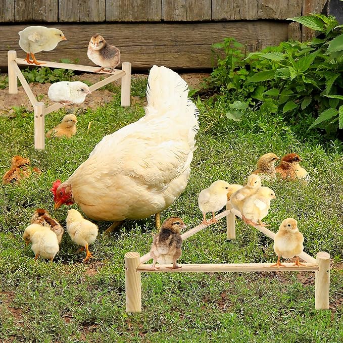 Chicken Perch for Coop & Brooder, Pine Wooden Chicken Toys & Coop Accessories for Chicken Triangular Gym Roosting Bar for Large Hens Parrots Birds, Natural Poultry Stand Chicken Nesting Support - 1P