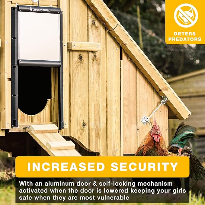 ChickenGuard Self-Locking Predator-Proof Chicken Coop Door for Hen-House, Chicken Run, Poultry Habitat Accessories (Pop Hole Door only – No Motor)