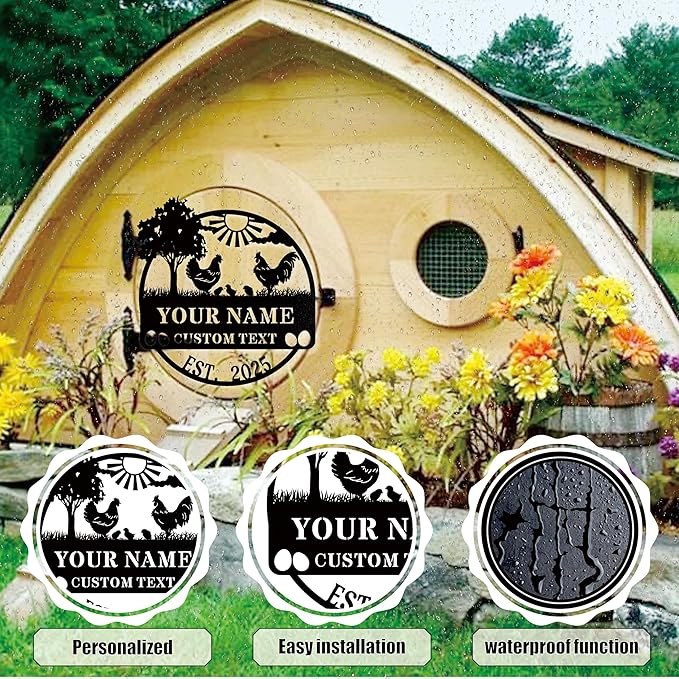 Custom Chicken Coop Signs, Personalized Chicken Coop Sign, Custom Metal Farm Signs for Outdoor, Chick Hen House Sign Funny Farmhouse Outside Wall Decor Gift