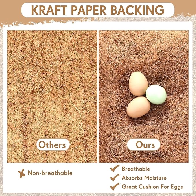 Yerliker 12 Pack Chicken Nest Box Pads Laying Hen Nesting Box Liners Nesting Pads Natural Coconut Fiber for Chicken Coop Bedding Fit Most Nest Boxes