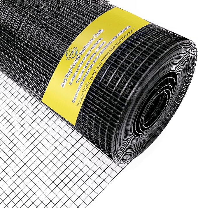 Black Hardware Cloth 1 inch 60in x 50ft 16 Gauge Black PVC Coated Welded Wire Fence Wire Mesh Roll Rabbit Wire Chicken Wire Fencing Gopher Wire Cloth Snake Fence Poultry Netting Rodent Wire