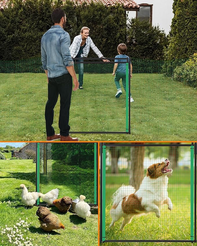 Temporary Fence Gate,3' Height,Garden Fence Mesh Door, Free Open and Close Boundary for Garden Backyard Outdoor Animal Protect, Non Electric Safe for Children and Dog