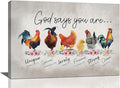 banonaty Rooster Kitchen DecorWall Art Rustic Farmhouse Chicken PicturesWall Decor Country God Says You Are Canvas Prints Framed Artwork Home Office Decorations For Bathroom Dinning Room 24/inx16/in