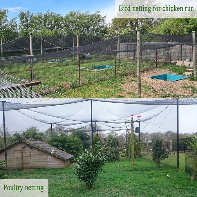 25X50 FT Bird Netting for Chicken Coop, 1 in Mesh, Woven Chicken Netting Roof Mesh Cover Garden Protection for Vegetables, Blueberry, Strawberry Plants, Fruit Trees.
