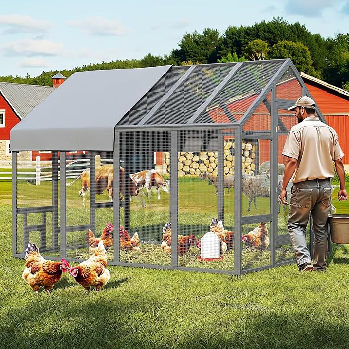 Chicken Coop Chicken Run,Wooden Large Chicken Coop, Chicken Runs for Yard with Cover, Outdoor Duck Coop, Duck Houses for Outside Farm Backyard