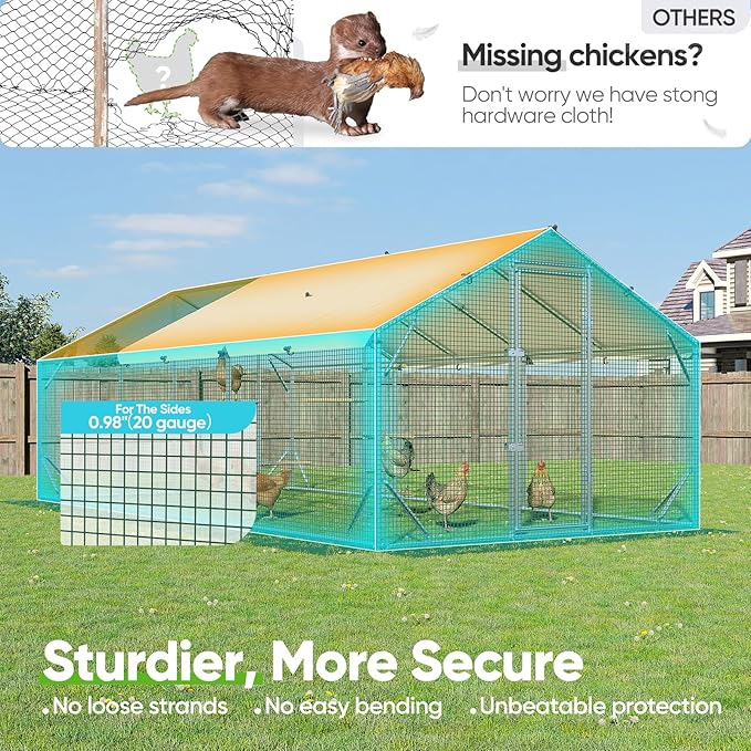 Quictent 18x9x6.6ft Metal Chicken Coop Run with Perch & Swing, Elite Series Large Walk-in Outdoor Poultry Cage Heavy Duty Predator Proof Hen Duck Rabbit Farm Pen House, Waterproof Anti-UV Cover