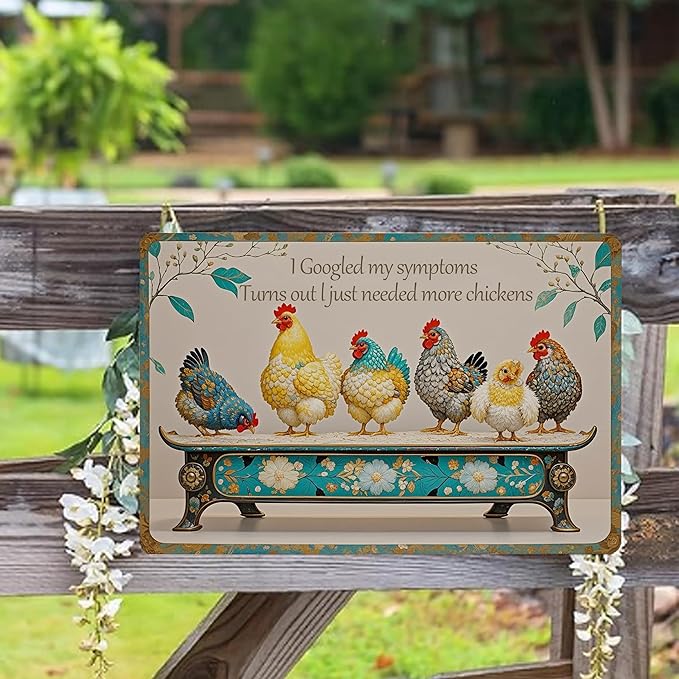 Chicken Metal Tin Sign Vintage Retro Poster Wall Art Chicken Decoration for Chicken Coops Farms Yard Home Bar Cafe Garage or Office - Thoughtful Chicken Gift Idea