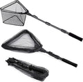 PLUSINNO Fishing Net Fish Floating Landing Net, Kayak Nets with Fixed Foldable Telescopic Pole Handle, Bass Trout Fishing Nets with Nylon Mesh for Pond Lake River, Fishing Gear Gifts for Men Anglers