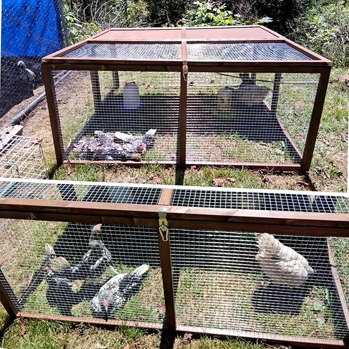 Portable Chicken Run Rabbit Hutch Folding Chicken Cage for Indoor/Outdoor,Top & Side Opening Doors Small Animal Pet Playpen No Assembly Required Poultry Pen 45"x 42"x 20" (Brown)