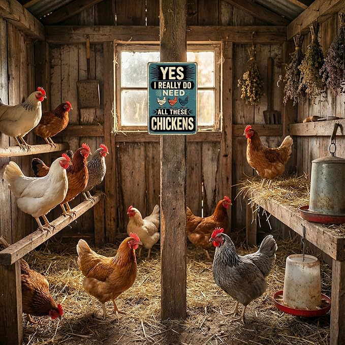 Chicken Decor I Really Do Need All These Chickens Vintage Tin Sign for Chicken Coop Farm Kitchen Garden Yard Decor 8x12 INCH(3831)