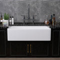 Miuara Farmhouse Sink 36 Inch - Extra Large Apron Front Kitchen Sink Reversible 36"x18"x10", Undermount Installation, Farm House ﻿Style Single Bowl, Solid Fireclay, Glossy White, for Kitchen