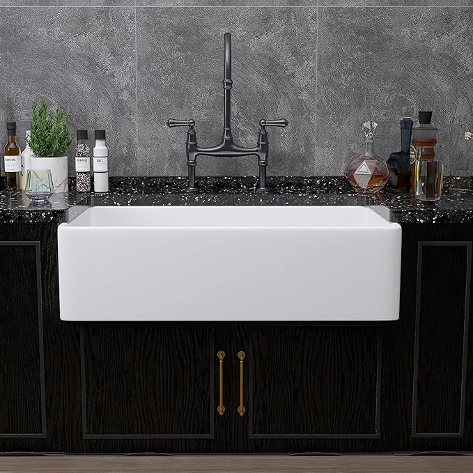 Miuara Farmhouse Sink 36 Inch - Extra Large Apron Front Kitchen Sink Reversible 36"x18"x10", Undermount Installation, Farm House ﻿Style Single Bowl, Solid Fireclay, Glossy White, for Kitchen