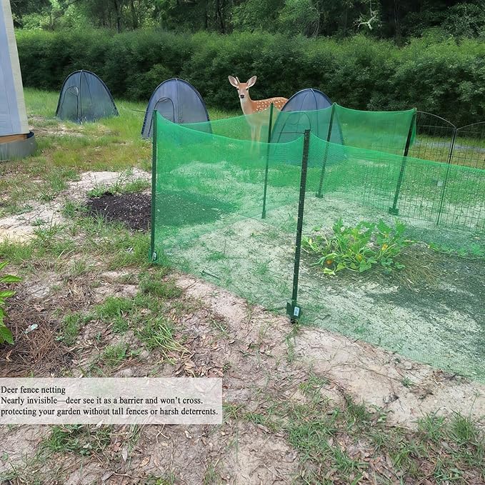 Plastic Garden Fence 5x65 FT Deer Fence Netting, Temporary Mesh Fencing Animal Barrier for Deer, Chicken, Poultry, Pet, Wildlife, Garden Bird Netting for Plant Fruit Tree Vegetable Protection