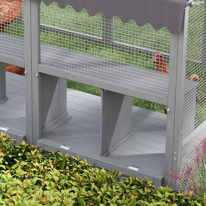 PawHut Large Chicken Run, Wooden Chicken Coop with Waterproof & Anti-UV Cover, Split Door, 4 Nesting Boxes, Roosting Bar, Walk-in Chicken Pen for 8-12 Chickens, for Backyard, Farm, 9' x 6' x 6'