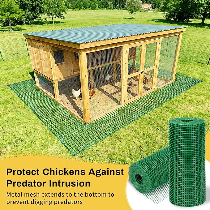 Chicken Coop Predator Proof Wire Mesh, Poultry Bottom Barrier Netting, Anti-Digging Skirt Predator Apron, 11.6" x 65 Ft Total