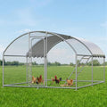 Large Metal Chicken Coop with Roosting Perch, Waterproof and UV-Resistant Cover,Outdoor Walk-in Cage Hen House for Yard Farm Rabbit Duck Chicken Run Dome Roof (10’ W x 13.2’ L x 6.4’ H)