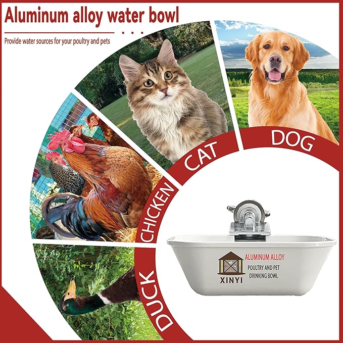 XINYI 2pcs Aluminum Alloy Chicken Water Cups, Automatic Metal Chicken Water Feeder for Dog, Cat, Bunnies, Ferret, Hamster, Guinea Pig, Chinchillas, Mice, Rats, Goat, Bird, Rabbit Water Bowl