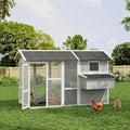GarveeHome Chicken Coop Large Hen House for 4-6 Chickens Wooden Poultry Cage with Run, Ramp, Nesting Box, Wire Fence, Waterproof Asphalt Roof (80" x 35" x 54") Grey