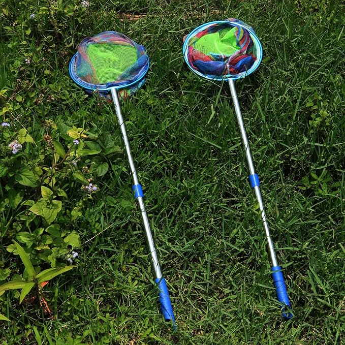 Fishing Net 2 Pack Retractable Lightweight Landing Net with Aluminum Rod Handle Fishing Nets for Youth Catch and Release Butterfly Nets