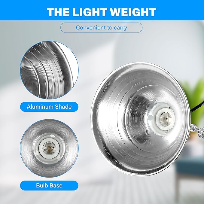 Simple Deluxe 100W Ceramic Reptile Heat Lamp Bulb & 150W Clamp Light with 8.5" Aluminum Reflector Combo for Amphibian Pets, Silver 2024 Version