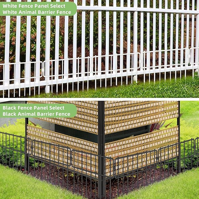 Animal Barrier Fence, 10 Pcs Upgrade 1.26 in Gap Decorative Fences No Dig Fence for Rabbits and Dog Ground Defense, Rustproof Metal Wire Garden Edging Border for Outdoor, Yard, White