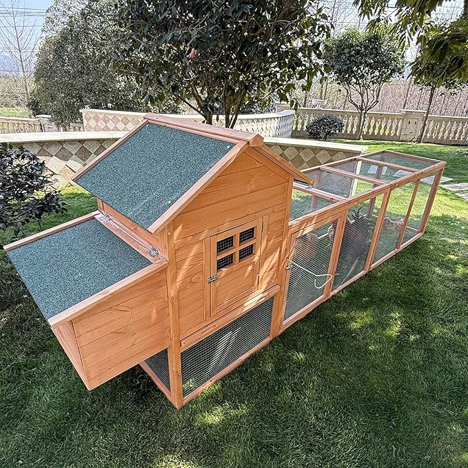 GOJOOASIS 120" Outdoor Wooden Chicken Coop for 4-6 Chickens Hen House Poultry Cage with Run and Nesting Box Indoor and Outdoor Use (D)