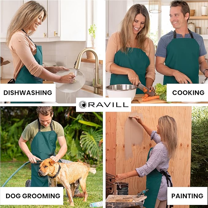 Waterproof Apron For Men and Women - 35" Multi Purpose Work Aprons for Dishwashing, Dog Grooming, Cleaning