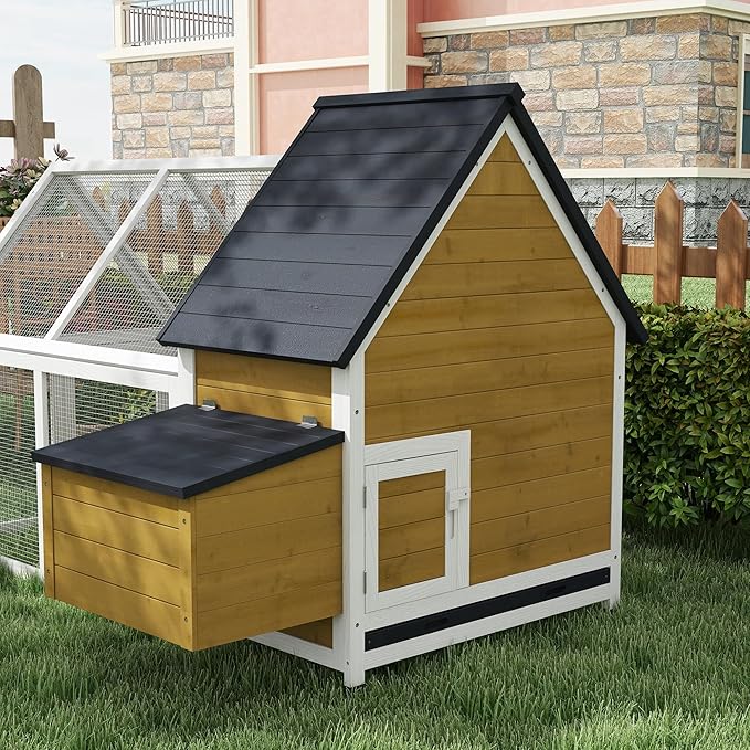 PawHut 65" Chicken Coop Wooden with Detachable Run, Outdoor Chicken House Poultry Cage Hen with Nesting Box, Removable Tray, Roosting Bars, Ramp, for Garden Backyard, Natural