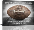 Vintage Football Sport Poster Wall Decor Inspirational Quotes Rugby Pictures Canvas Prints Framed Artwork Home Decor For Boys Room Bedroom Gym 20"x16"